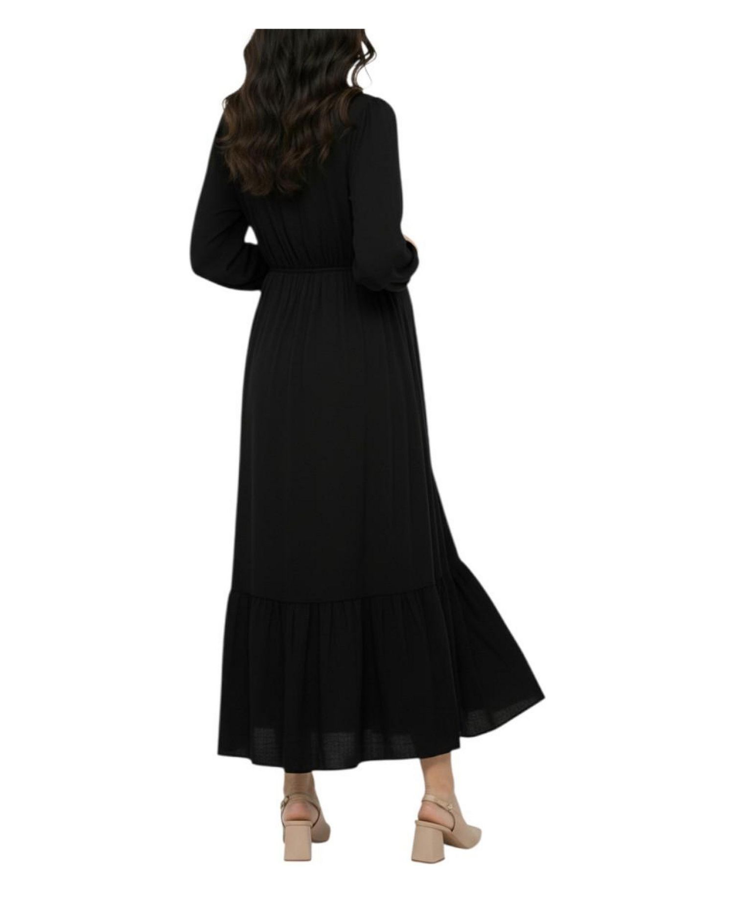 Women's Motherhood Puff Sleeve Ruffle Midi Dress - Motherhood