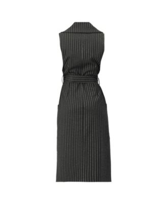 Women's Double-Breasted Striped Midi Dress
