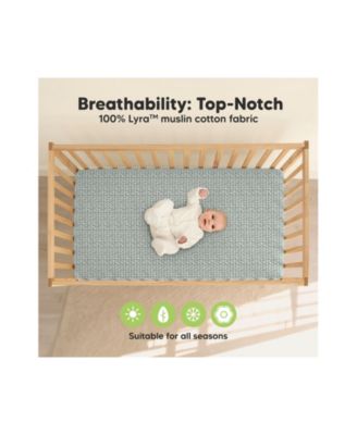 Lyra Muslin Crib Sheets for Boys, Girls, 2pk 52x28 Cotton Baby Crib Mattress Sheets Fitted, Soft, Breathable