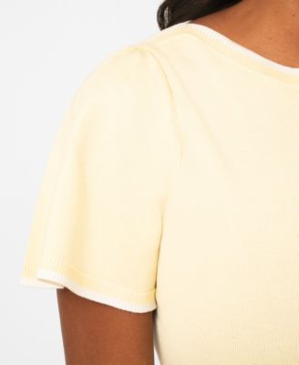 Petite Boat-Neck Flutter-Sleeve Sweater