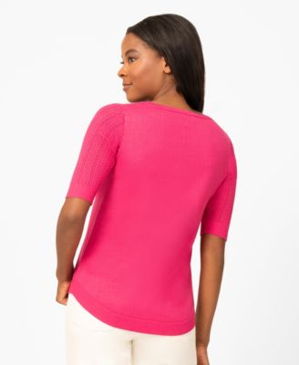 Petite Mixed Cable Round Hem Sweater