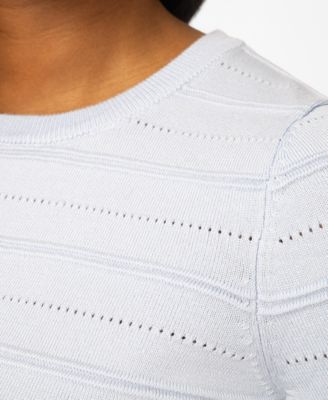 Petite Ottoman Stitch Elbow-Sleeve Crewneck Sweater