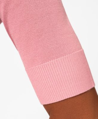 Women's Crew-Neck Elbow-Sleeve Fine-Gauge Sweater