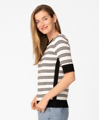 Women's Contrast Stripe Boat Neck Sweater