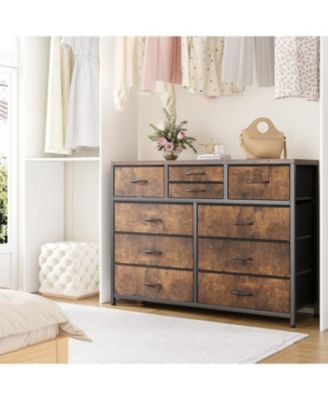 10 Drawers Fabric Dressers for Bedroom, Modern Chest of Drawers, 45" Wide TV Stand Dressers