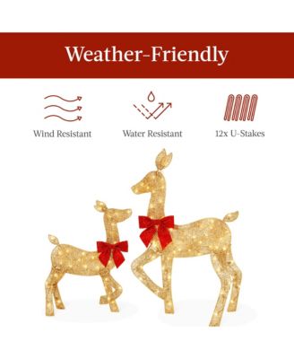 4ft 3-Piece Lighted 2D Christmas Deer Set Outdoor Yard Decoration w/ 175 LED Lights, Stakes