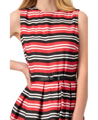Women's Sleeveless Striped Fit & Flare Dress