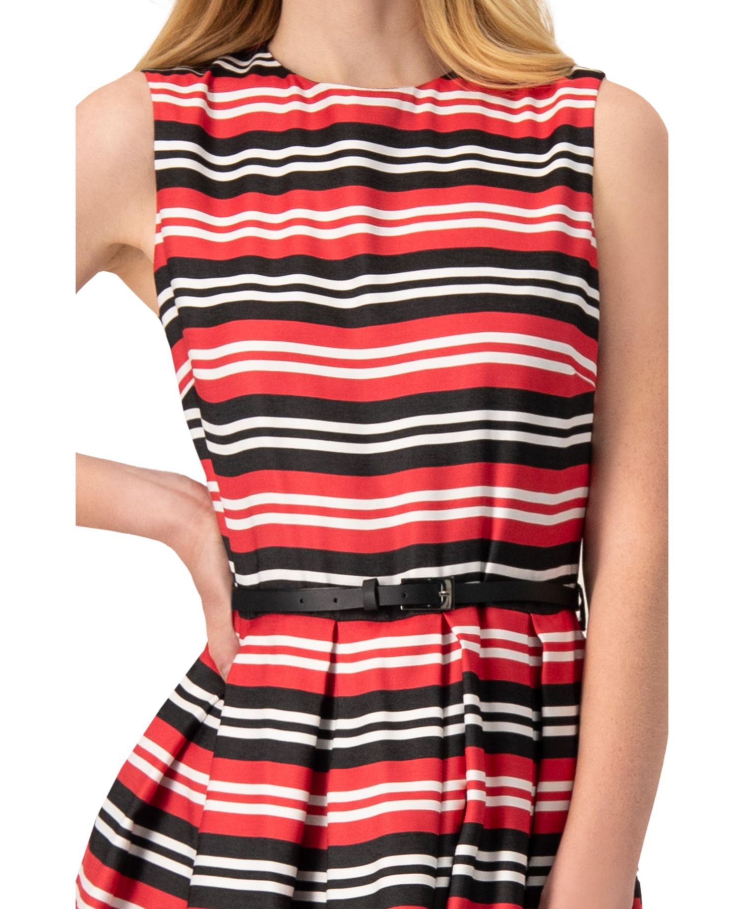 Women's Sleeveless Striped Fit & Flare Dress
