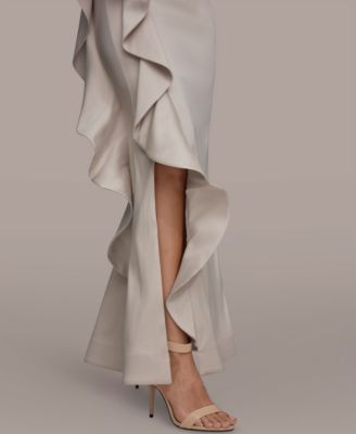 Women's Strapless Side Ruffle Gown