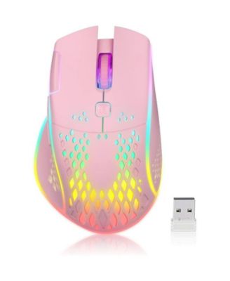 Wireless Gaming Mouse with RGB Lights - Adjustable DPI for Gaming, Office Work,Lightweight Honeycomb Design Compatible with Windows/Mac/Linux