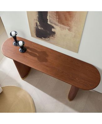 Narrow Console Table with Stainless Steel Legs, Modern Design