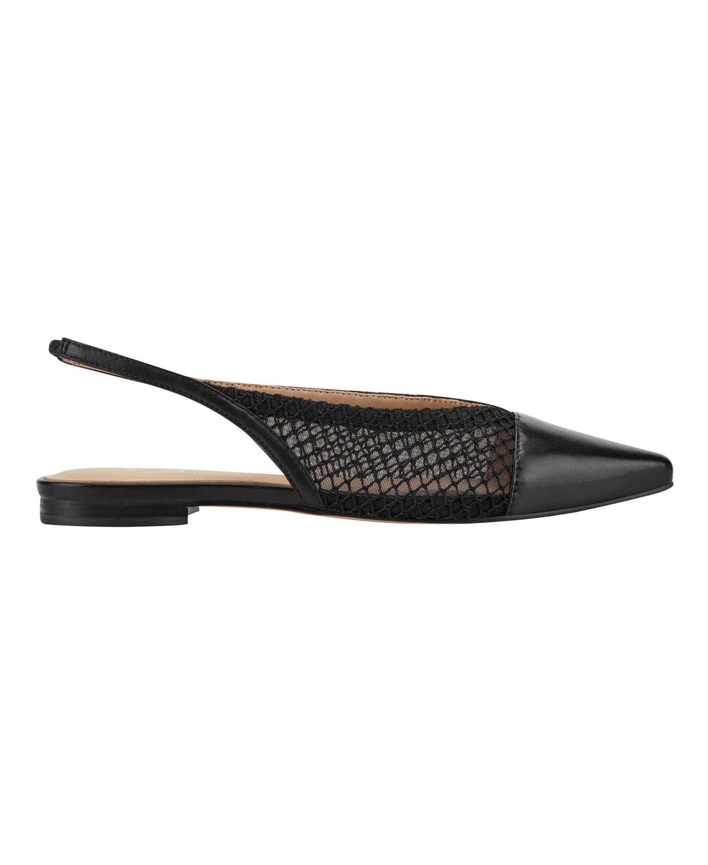Женские балетки Marc Fisher LTD Davin Mesh Slingback Dress Flats, цвет: Чёрный сетчатый / Кожаный — фото 2