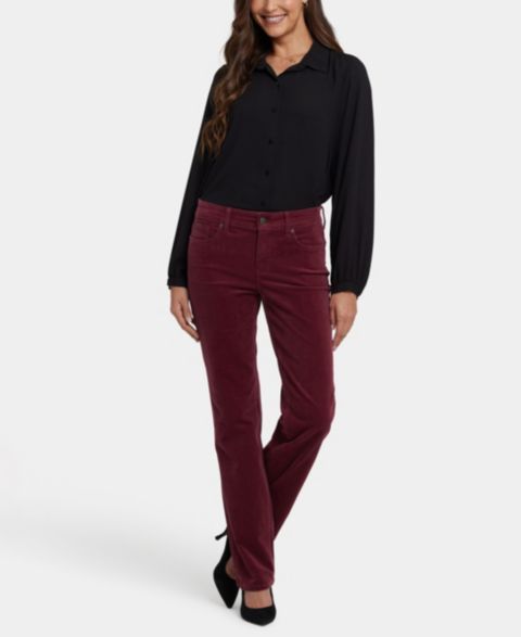 Женские брюки NYDJ Marilyn Straight Corduroy, цвет: Сиена красный