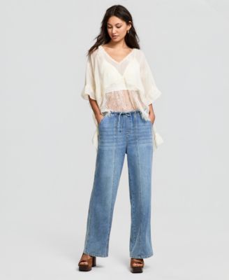 Women's Tie-Waist Drapey Jeans