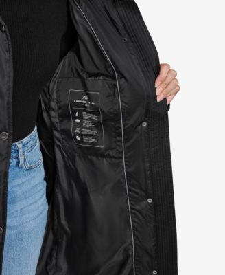 Women's Emery Luster Down Coat with Faux Fur Collar