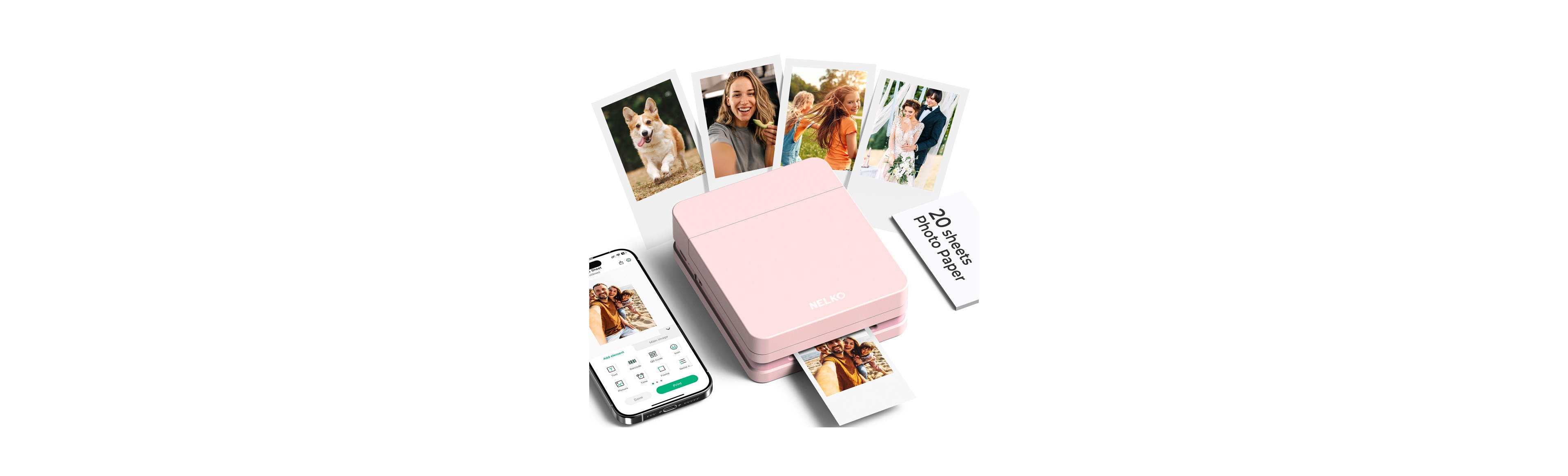 Nelko Swifint PP01 Smartphone Instant Photo Printer, Portable Mini Color Wireless Mobile Printer, Bluetooth-enabled for iOS and Android devices