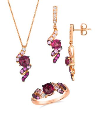 Rhodolite (1.10 ct. t.w.), Pink Sapphire (0.36 ct. t.w.) and White Sapphire (0.08 ct. t.w.) Ombre Ring in 14k Strawberry Gold