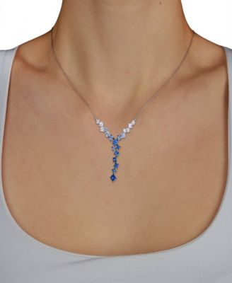 Sapphire (1.45 ct. t.w.) and White Sapphire (0.40 ct. t.w.) Adjustable Pendant Necklace in 14k Vanilla Gold