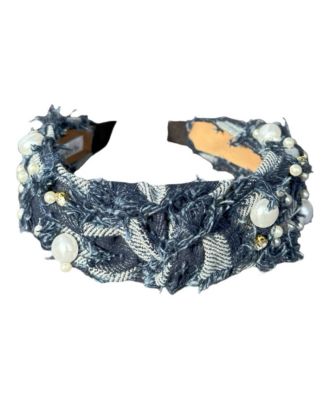 Women's Embellished Top Knot Headband - Patchwork Denim