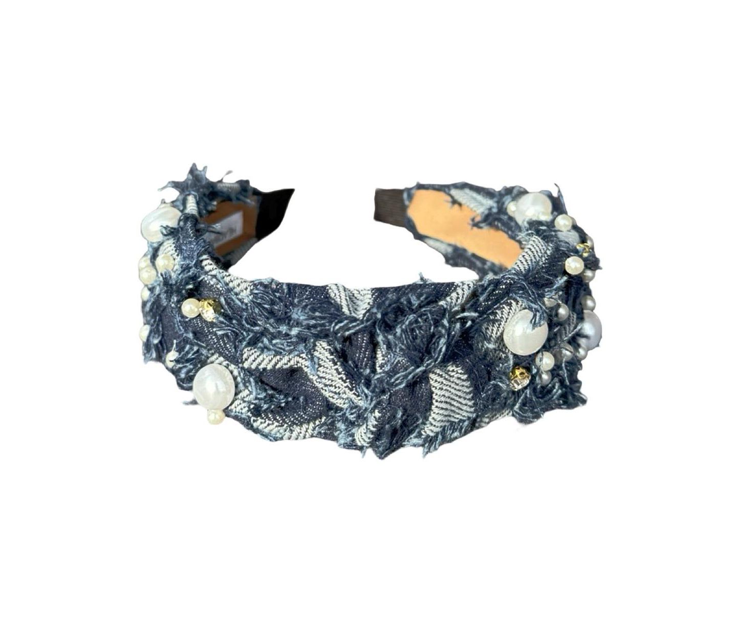 Женские аксессуары для волос Headbands of Hope Embellished Top Knot Headband - Patchwork Denim — фото 2