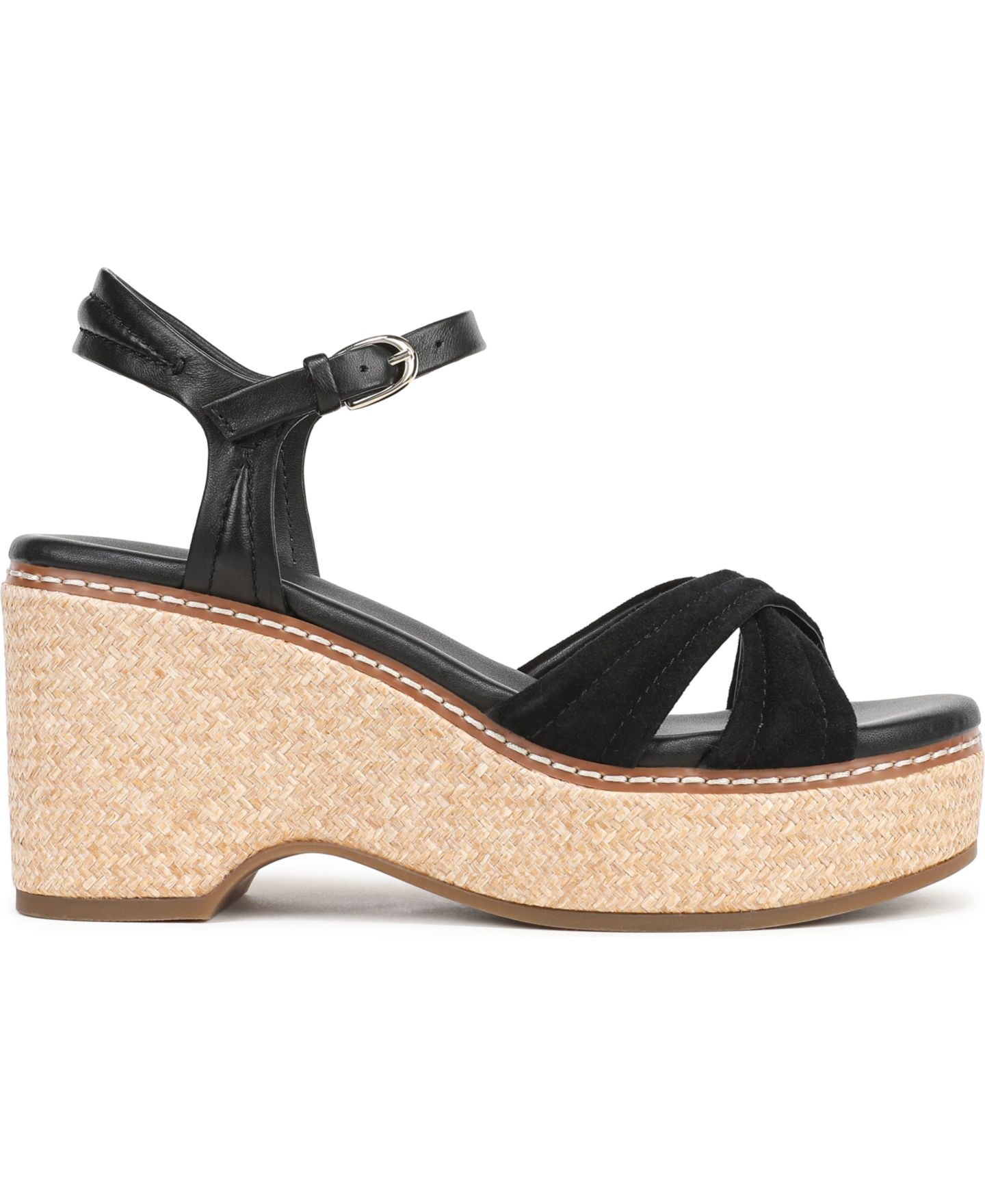 Женские сандалии Naturalizer Dovie Strappy Wedge Heel, цвет: Чёрный замшевый — фото 2