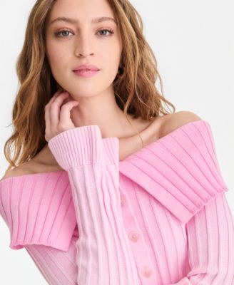 Women's Off-The-Shoulder Button-Front Sweater