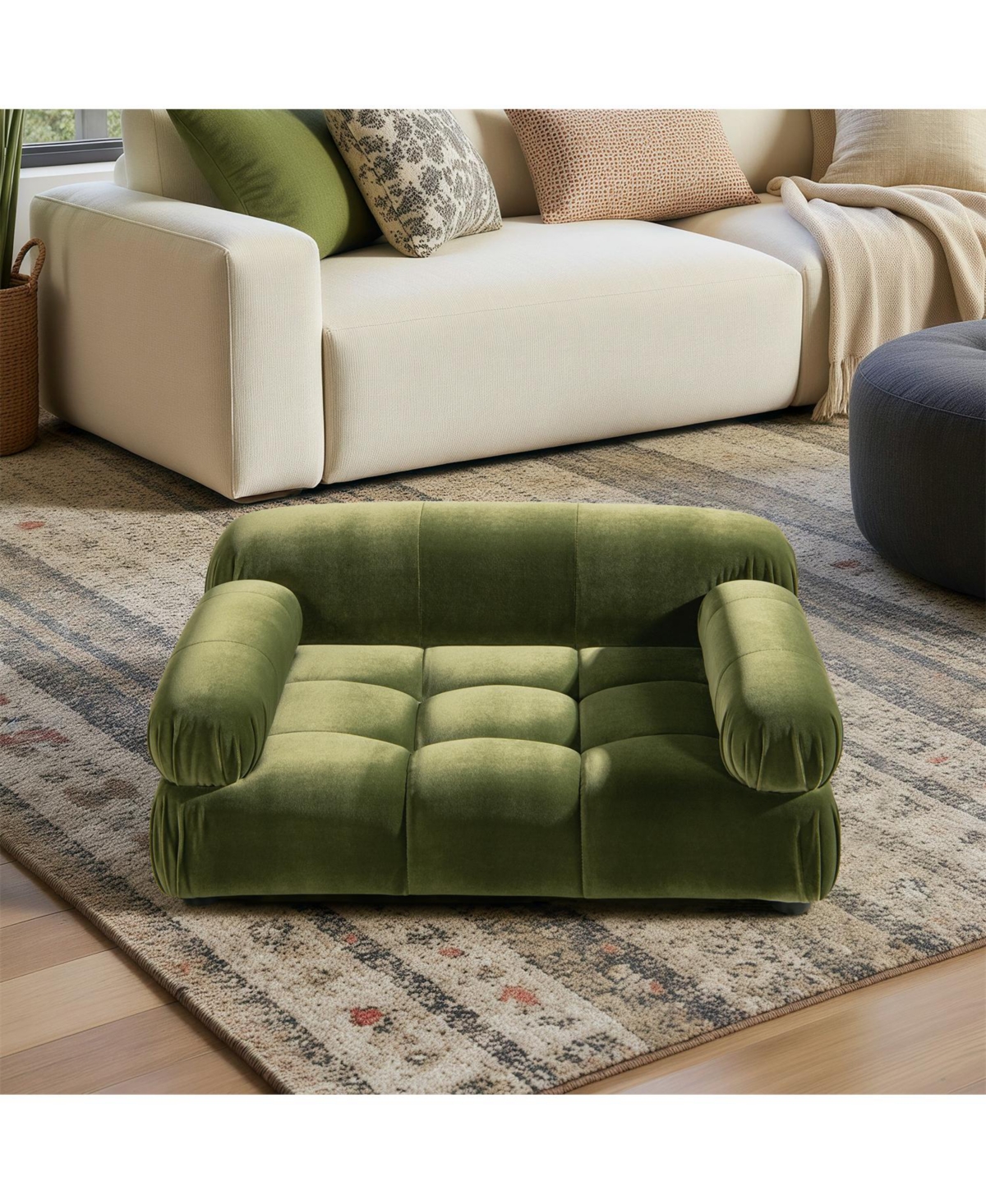 Aostirmotor Marcel Modern Velvet Pet Bed - Upholstered Lounge for Dogs & Cats