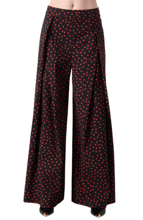 Женские брюки Ivonne Wide-Leg Polka Dot, цвет: Чёрный