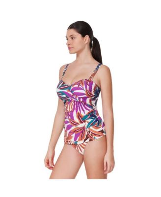 Women's Plantopia D-Cup Supportive Tankini Swim Top