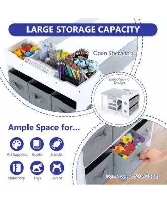 3-in-1 Kids Table and 2 Chairs Set with Storage, Removable Top and Chalkboard for Art, Crafts, and Reading