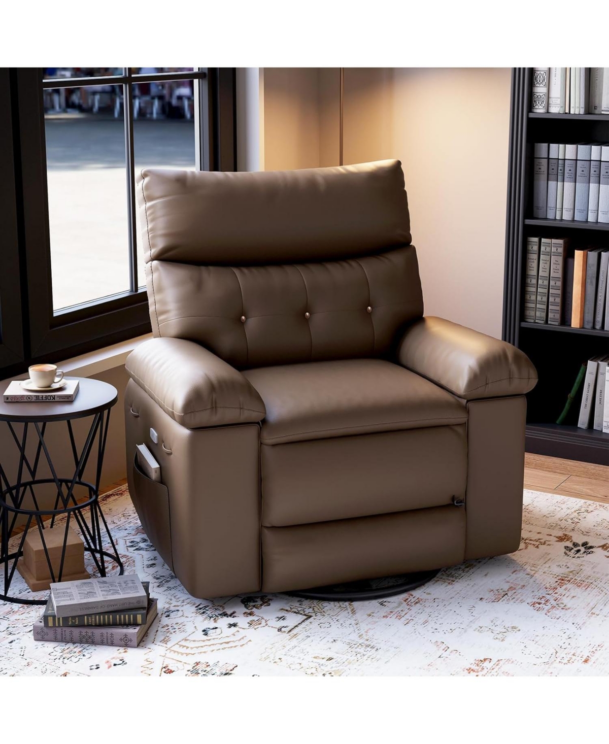 gaomon Swivel Recliner Chair with Massage and Heat 22" Seat– 360° Rocking for Adults, Electric Remote Control Living Room