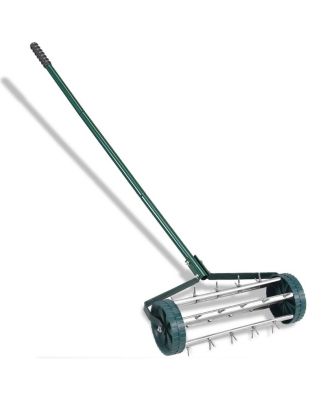 Rolling Garden Lawn Aerator Roller Home Grass Steel Handle