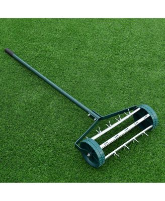 Rolling Garden Lawn Aerator Roller Home Grass Steel Handle