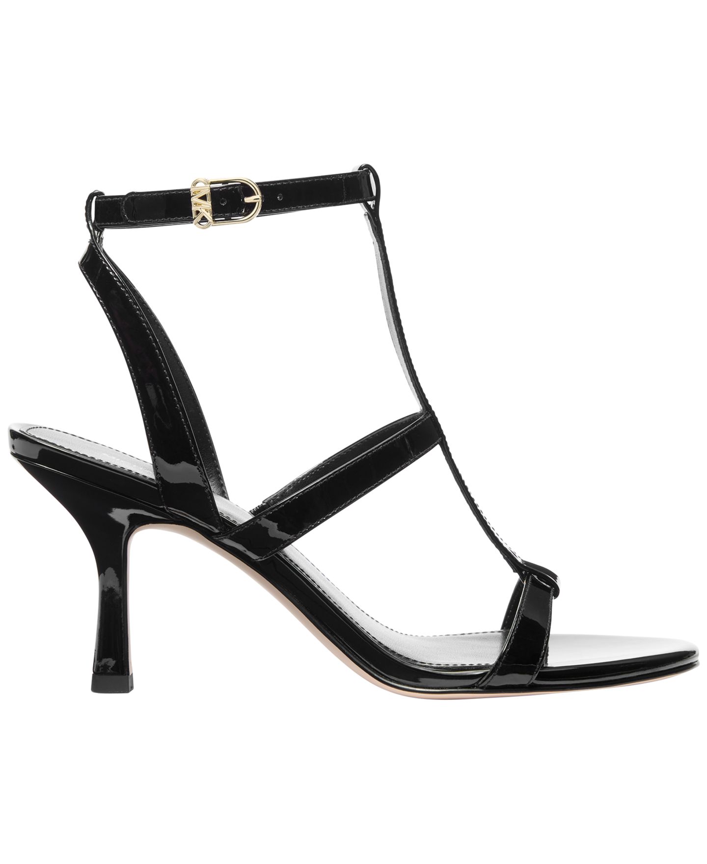 Женские сандалии Michael Kors Nara Mid T-Band Dress Sandals, цвет: Чёрный лаковый — фото 2