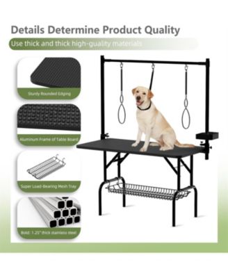  47"  Professional Dog Grooming Table, X-Lift Foldable Adjustable Height with Nooses & Tool Organizer,Black