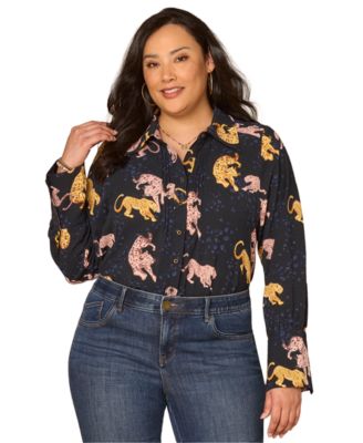 Plus Size Long-Sleeve French Cuff Shirt