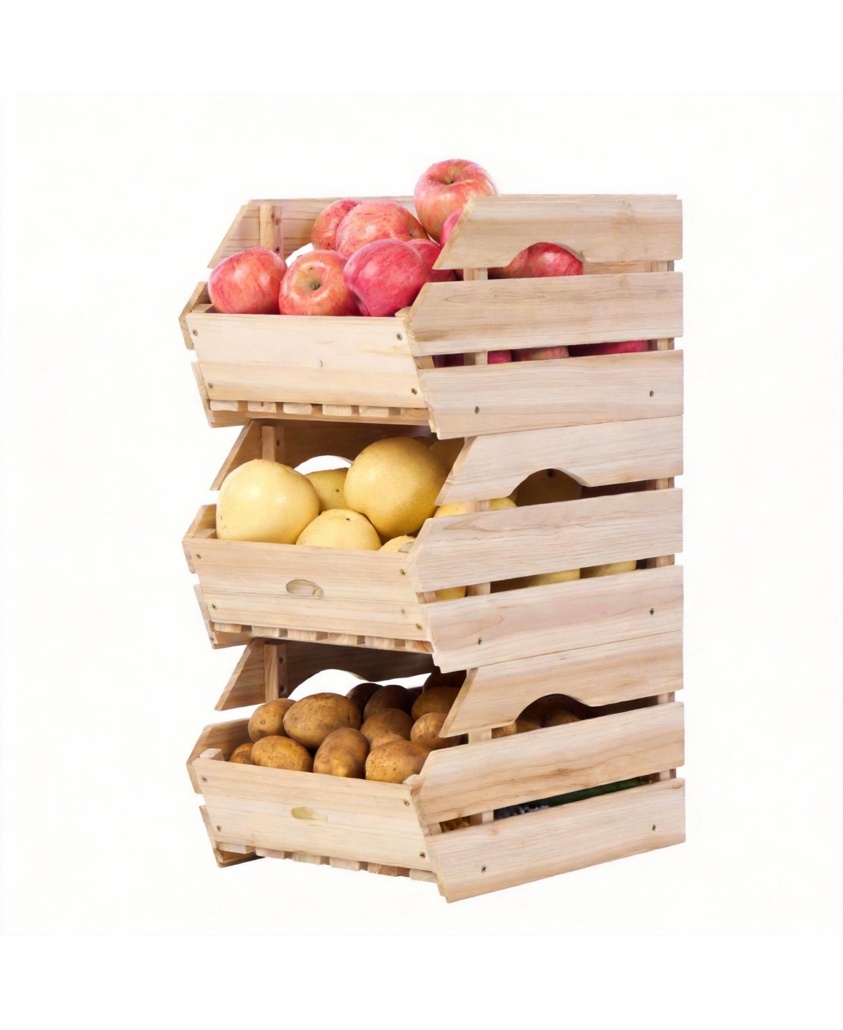 Yigii Wooden Stackable Storage Bins - Space-Saving, Durable, Ventilated