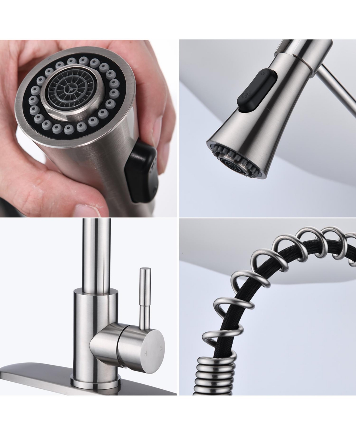 Rainsken Kitchen Faucet, with Pull Down, Sprayer Single Hole Stainless Steel Sink Faucet, for Farmhouses, Rv, Laundry Room, Outdoor, and Campers