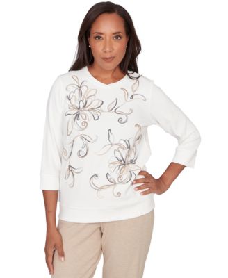 Petite Soutache Floral Embroidered Top