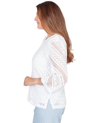 Petite Crochet Crewneck Top