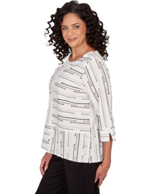Petite Classics Spliced Stripe Crewneck Top
