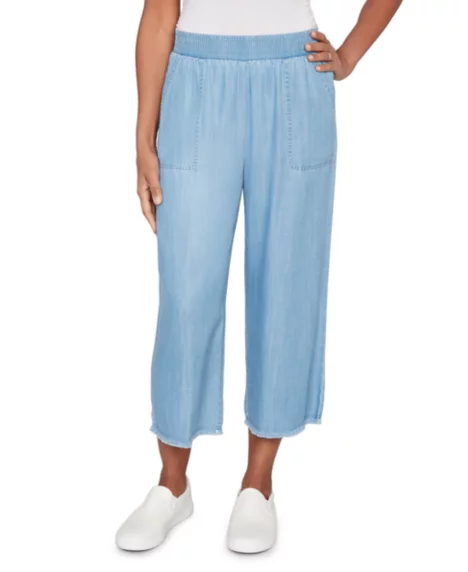 Petite Wide-Leg Ankle Pants - Blue