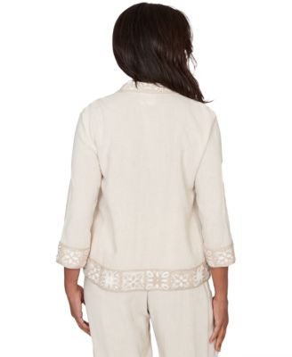 Petite Natural Wonder Embellished Crochet Jacket