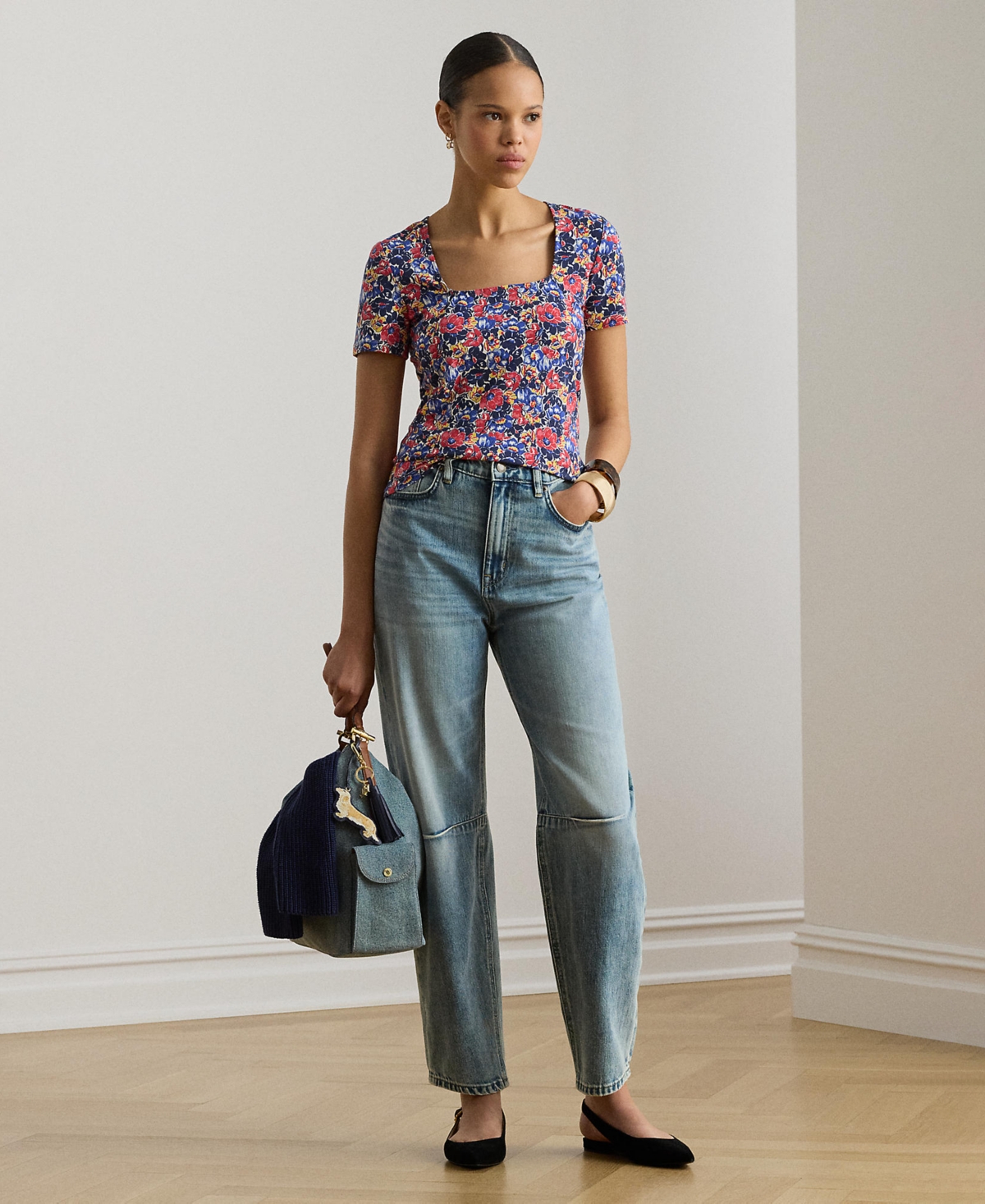 Lauren Ralph Petite Granbey Floral Square-Neck Top