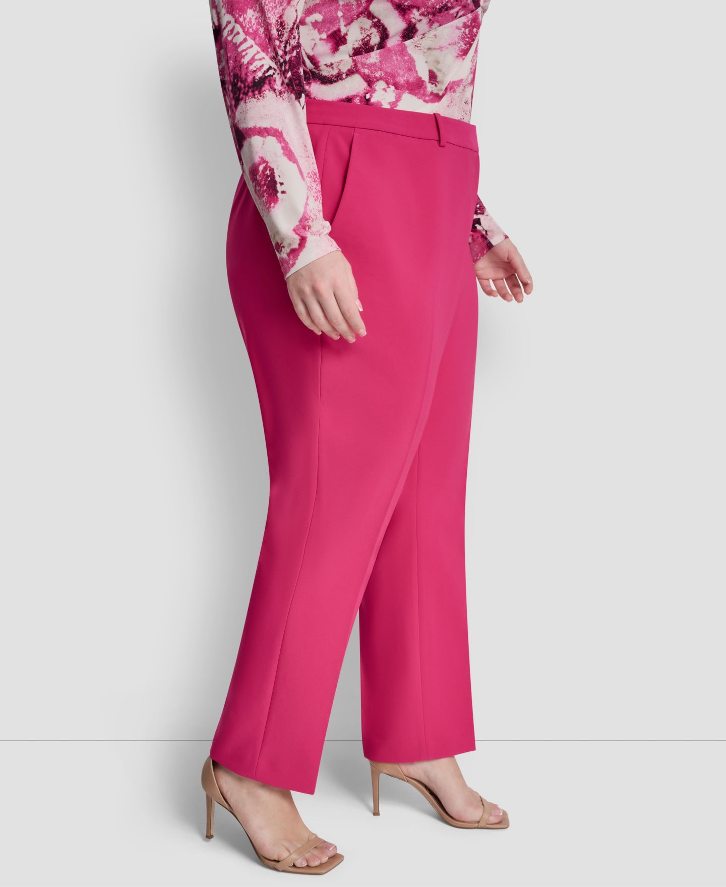 Женские брюки DKNY Plus Size Essex Ankle, цвет: Розовый — фото 3