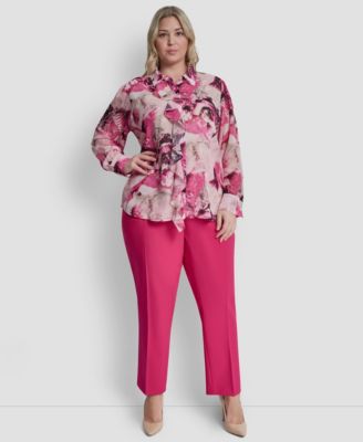 Plus Size Printed Button-Front Top