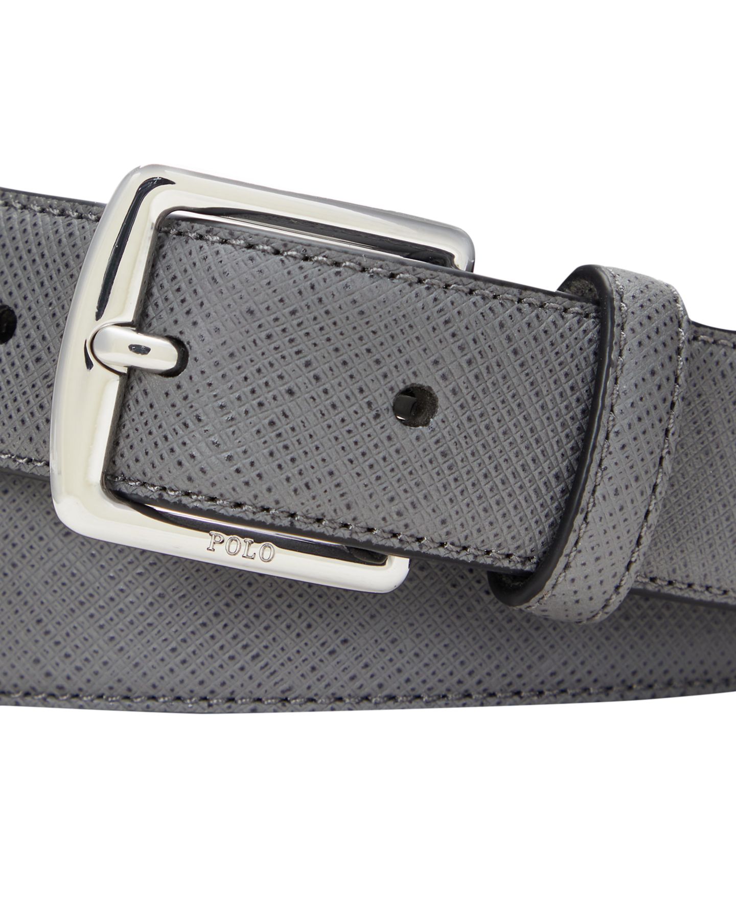 Мужской ремень Polo Ralph Lauren Saffiano Leather Belt, цвет: Серый — фото 2