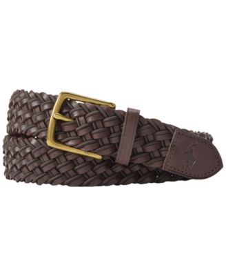 Men's Leather & Braided Cord Woven Belt