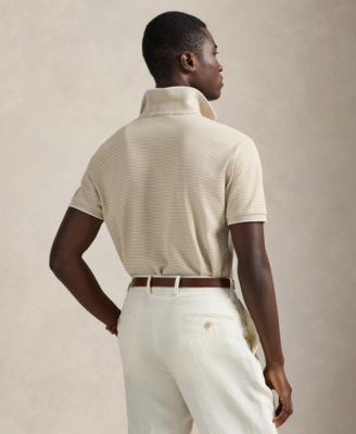 Men's Striped Stretch Mesh Polo Shirt