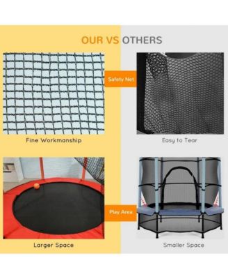 Kids Indoor Trampoline with Safety Net and Basketball Hoop